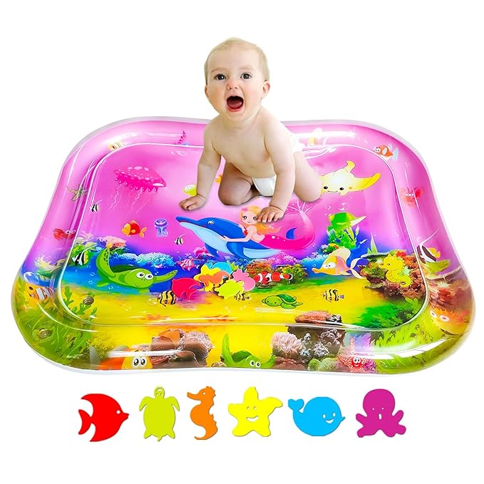 ZHUYNXIR Extra Big Infant Toys, Tummy time Toys, Baby Pink Water Play mat, Fun Early Development Activity Play Center for Newborn,Mermaid Pink 39.5x31.5 in.