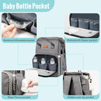 Diaper Bag with Changing Station, Baby Diaper Bag with USB Charging Port, Multi-functional Waterproof Travel Essentials Diaper Bag Backpack for Boys & Girls, Gray