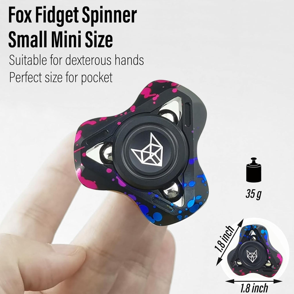 FREELOVE Metal Fidget Spinner for Adults, Upgraded Fox, Stainless Steel Fidget Toys, High Spin Long Spinning Finger Gyro, Small Mini Fidget Block, Silent Bearings EDC for Men Anxiety Cool