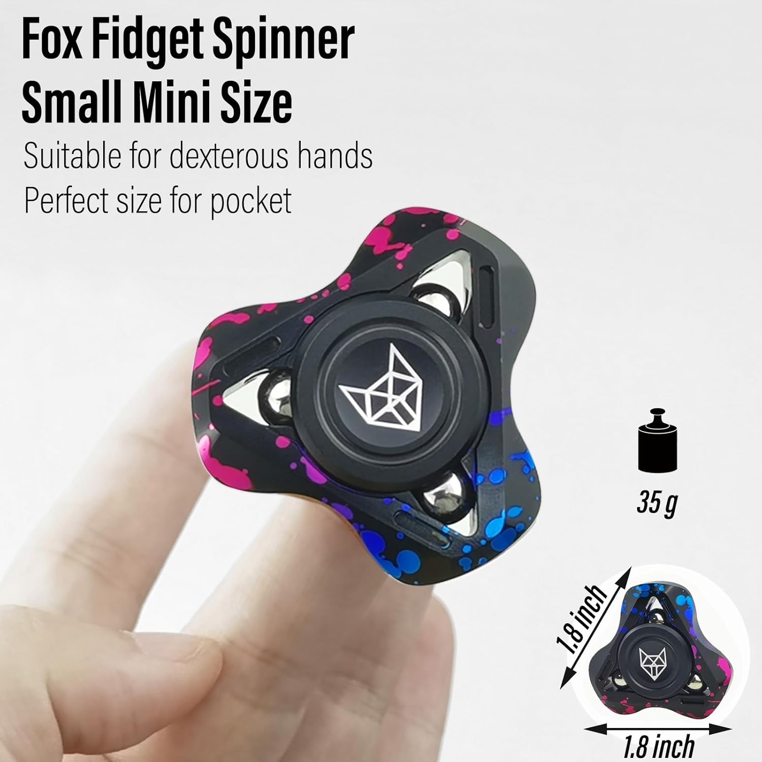 FREELOVE Metal Fidget Spinner for Adults, Upgraded Fox, Stainless Steel Fidget Toys, High Spin Long Spinning Finger Gyro, Small Mini Fidget Block, Silent Bearings EDC for Men Anxiety Cool