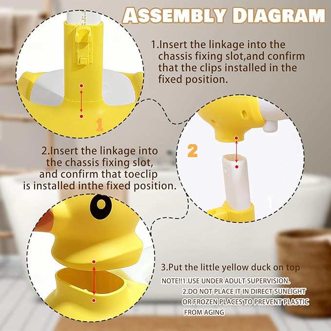 Baby Shower Stand Adjustable Toddler Shower Standing Support with Anti-Slip Base Infants Bath Support for 8-36 Months Portable Bath Helper (Duck)