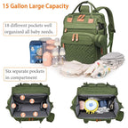 Baby Diaper Bags with Changing Station, Waterproof Diaper Bag Backpack for Moms Dads with USB Charging Port, Baby Shower Gifts, Large Capacity diaper backpack, Green