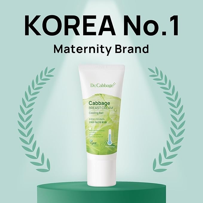 Dr.Cabbage+ Cabbage Breast Cream 3.38 Oz with Special Cooling Ball applicator | For Engorgement, Mastitis, Stop Lactation | Trusted by Korea Mother, Breastfeeding Essencial