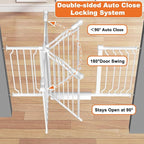 Extra Wide Baby Gate for Doorways No Drill 29.53"-53.1", 30" Tall Auto Close Press Mounted Baby Safe Gate for Stairs, Walk Through Dog Gates for Doorways, White
