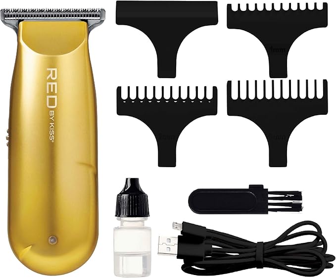 Red by Kiss Hair Clipper, Mini Cordless Hair Trimmer, Long Lasting Hair Cutting Kit, USB-C Rechargeable Haircut Beard Trimming Clippers for Men Women Kids, Portable Grooming Kit