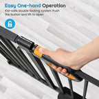 Owlie Baby Gate with Door 66-75 Inch, Extra Wide Stair Gates for Kids Adjustable Wide Dog Pet Gate Stairway Large Baby Gates Pressure Mount for Pets for House Stairway Doorway Black (30.5'' Tall)