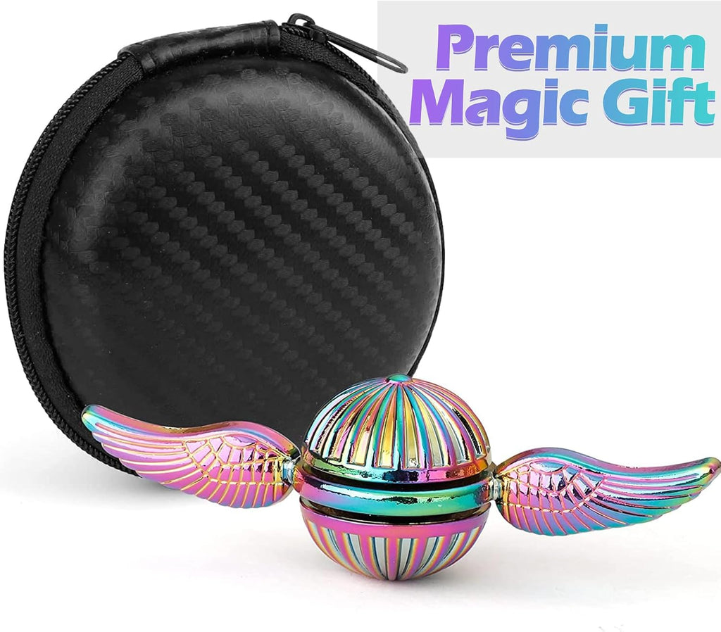Rainbow Wizarding Fidget Sphere Spinner Metal for Kids Adults, EDC Desk Toy Wings Finger Hand Spinner Spinning Toys Christmas Birthday Gifts for Boys Girls Stress Relief Anti-Anxiety Novelty Prize