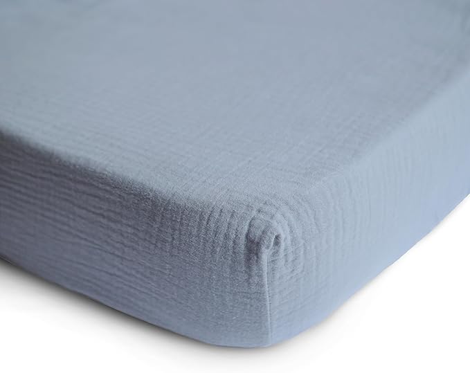 mushie Extra Soft Muslin Fitted MINI Crib Sheet | 24"x 38" (Tradewinds)