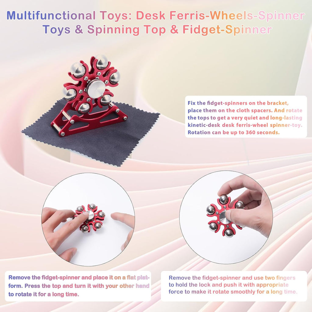 Desk-Fidget-Toys for Ferris-Wheels-Spinner: 4mins Kinetic-Metal-Spinner, Cool-Gadgets-Stuff for Kid Children Teen Adult EDC-Toy, ADHD Tools Stress Relief for Office Home School Men Woman Christmas