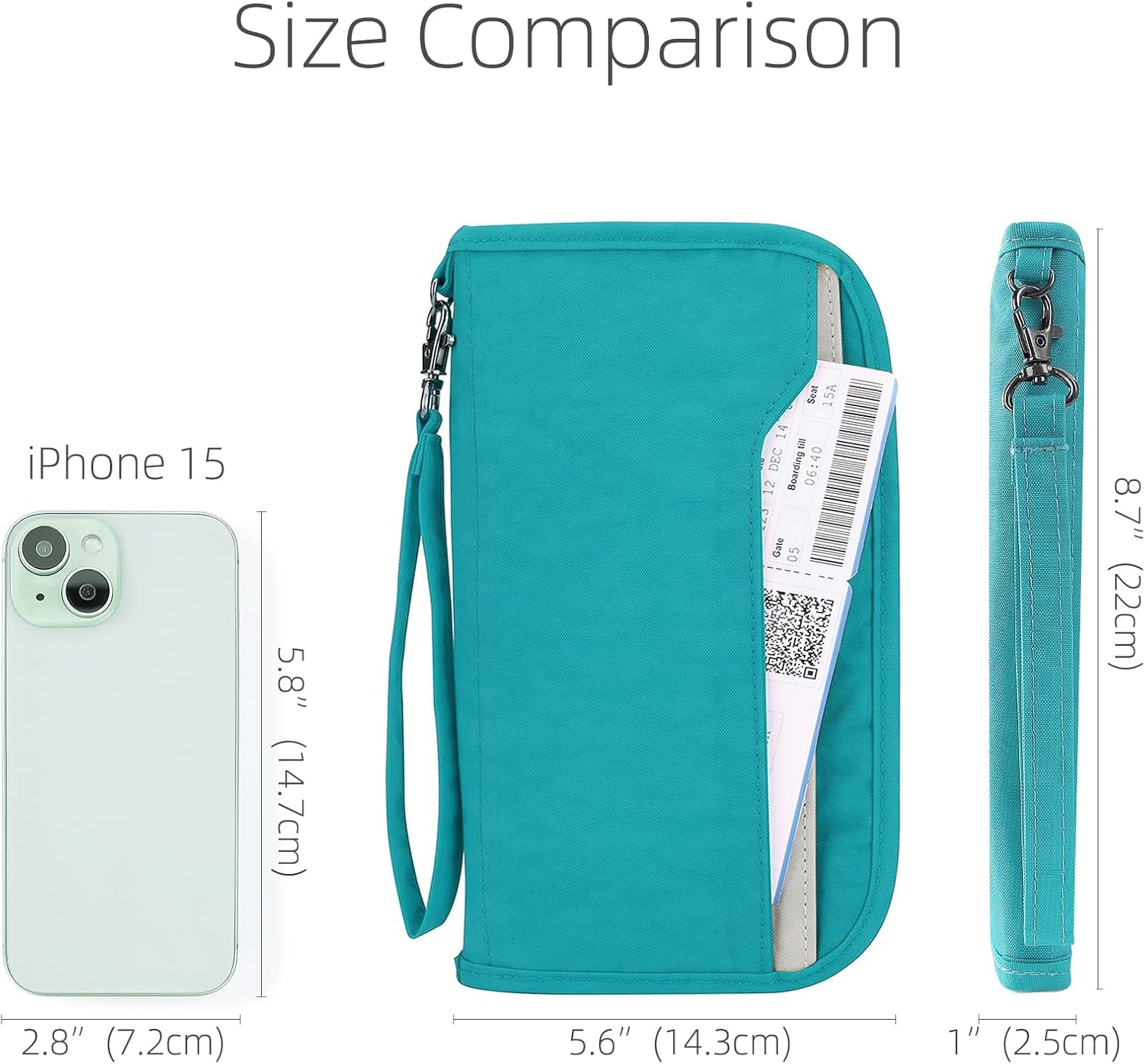 ZOPPEN Passport Holder Family RFID Passport Wallet, Passport Holder Women/Men, Travel Wallet Documents Organizer Zipper Case with Removable Wristlet Strap, Travel Essentials for Flying