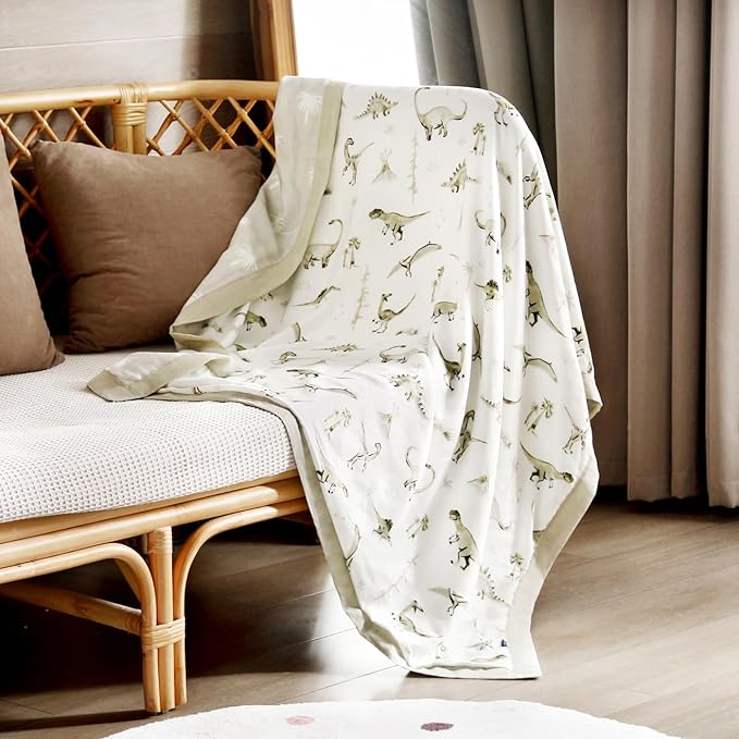 GRSSDER Cotton Muslin Quilt Blanket - Silky Soft and Breathable Baby Blanket Quilt, Oversized Muslin Blankets for Newborns, Toddlers & Kids, 6 Layers Reversible Design for All Seasons, 47" x 47"