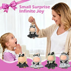 ‌Elegant Black-and-White Dress for 15cm/17cm Dolls - Strap Gown with Heart Pearl Necklace & Bow Headband/Fashion Doll Clothes Set, Accessories for Girl Doll/Perfect for Collectors, Gifts