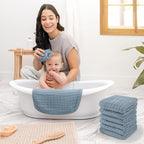 Comfy Cubs Muslin Baby Washcloths 10 Pack - Soft 6-Layer Cotton Wash Cloths for Sensitive Skin - 10"x10" Large, Gentle, Absorbent Infant Essentials for Newborn and Toddlers - Pacific Blue