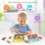 Wooden Puzzles for Toddlers 2-4, 9 Pieces Vehicle Jigsaw Puzzles for Kids Ages 3-5, Toddler Toys for 2-4 Preschool Learning Activities, Learning & Educational Toys, Gifts for Boys, Girls