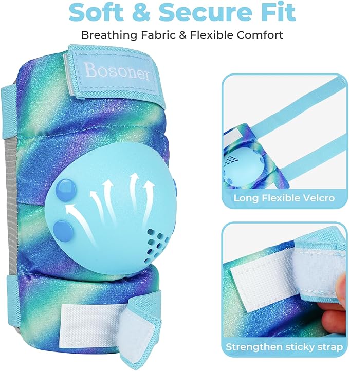 BOSONER Kids/Youth Knee Pad Elbow Pads for Roller Skates Cycling BMX Bike Skateboard Inline Rollerblading, Skating Skatings Scooter Riding Sports