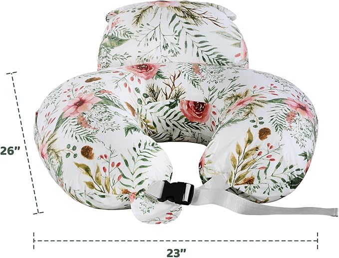 Nursing Pillow for Breastfeeding, Breast Feeding Pillow for Mom Support, Adjustable Waist Strap and Removable Cotton Cover, Rose