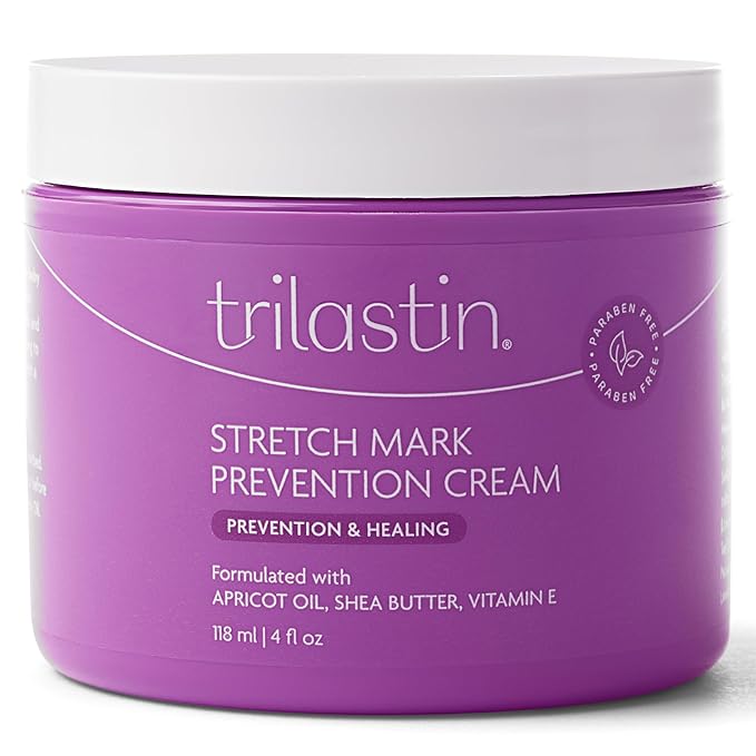 TriLASTIN Maternity Stretch Mark Cream for Pregnancy - 4 fl oz - Paraben-Free & Hypoallergenic - Prevents Stretch Marks & Improves Elasticity - Shea Butter & Belly Cream for Pregnant Women
