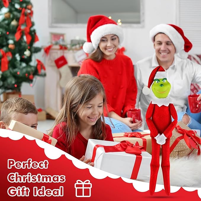 12.6'' Red Christmas Monster Plush Toy, Christmas Stuffed Figures Doll for Kids and Christmas Tree Home Decorations(Red)