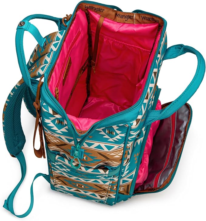 Wrangler Aztec Backpack Multifunction Baby Travel Bag with Changing Pad, Stroller Straps and Pacifier Case WG2204-91103TQ