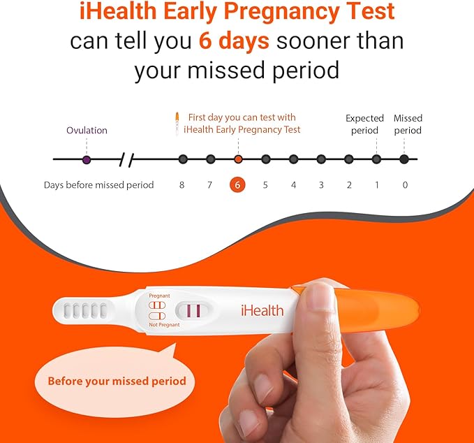 iHealth Early Pregnancy Test 2-Pack, Ultra-Sensitive Detection, Over 99% Accurate. Get Reliable Results 6 Days Before Your Missed Period. Easy at-Home HCG Fertility Test Kit, Individually Wrapped