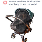 Stroller Sun Shade - Universal UV Protection Cover for Strollers Sunshade with See Through, Clip-On Sun Blocker, Sun Shield for Baby, Breathable Adjustable Fit, Full Coverage, M Black
