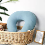 Baby Nursing Pillow Cover, Removeable Breastfeeding Pillow Slipcover, Muslin Nursing Case for Newborn Boys Girls, Soft Fabric Fits Snug On Infant, Washable & Breathable, Blue (Cover Only)