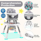 BABY JOY 16 in 1 High Chair, Convertible Baby Highchair for Babies and Toddlers with Activity Center, Booster Seat, Building Block Table, Toddler Chair with Safety Harness, Removable Tray (Gray)