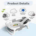 AVIDOR Baby Bathtub,Collapsible Bathtub for Newborn to Toddler,Durable Essential Infant Bath Tub,Portable Travel Baby Tub with Soft Cushion,No-Slip Hanging and Detachable(Grey)