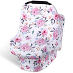 Rquite All-in-1 Car Seat Cover Baby, Carseat Covers for Girl Boy, Stretchy Soft Infant Car Seat Cover, Multi-use Baby Carrier Cover, Car Seat Canopy, Stroller Sun Shade, Nursing Breastfeeding Cover