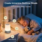 REACHER Sleep Trainer Alarm Clock for Kids, Night Light, White Noise Machine and OK to Wake Clock for Toddlers at Home or Travel, App-Free, Rechargeable