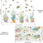 Supzone Under The Sea Wall Decals, Seaweed Grass Ocean Fish Sea Turtle Underwater Wall Stickers Vinyl Decor for Baby Boys Kids Nursery Bedroom Bathroom Classroom Playroom