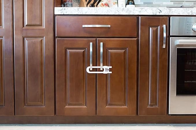 Sliding Cabinet Locks for Child Safety | Baby Proof Your Kitchen, Bathroom, and Storage Doors | Childproof Safety Locks for Knobs and Handles | Easy Install (12 Pack, White)