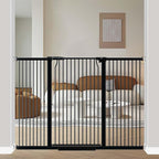 40.5" Extra Tall Baby Gate for Stairs, 60.3"-62.9" Extra Wide Pet Gates, Dog Gates Puppy Barrier Indoor, No Drill Tension Safety Gate Auto Close for Stairs Walk Thru Kid or Pet Black
