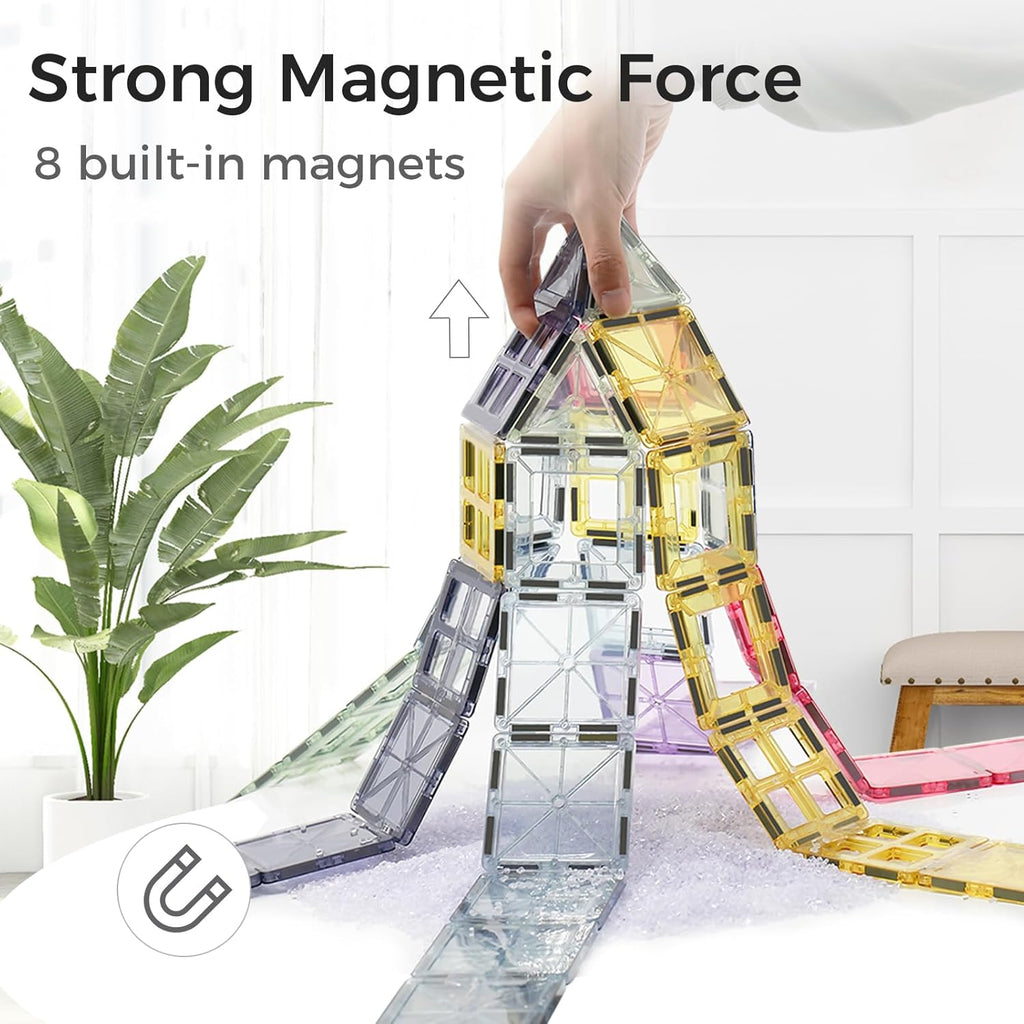 Magnetic Tiles 40pcs Morandi 3D Building Tiles Kids Toys for 3 4 5 6 7 8+ Years Old Boys Girls Magnet Toys STEM Educational Learning Magnet Toy Set