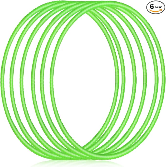 Shappy 6 Pcs Exercise Hoop Detachable Adjustable Plastic Toy Playground Toys Colored Hoop Circles for Teens Games Gymnastics Dog Agility Equipment Party Decor