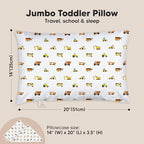 KeaBabies Toddler Pillow with Pillowcase, Jumbo 14X20 - Soft Organic Cotton Toddler Pillows for Sleeping - Machine Washable - Perfect for Travel, Toddler Bed Set (Construction)