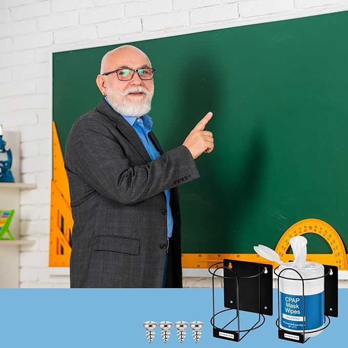 Maxcheck 2 Pack Wipes Holders Wall Brackets, Cleaning Wipes and Diapers Container Organizer Dispenser for Hospital, Kitchen, Bathroom, Offices, Home and Public Restrooms(Black)