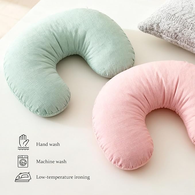Nursing Pillow Covers, 2 Soft and Cosy Breastfeeding Pillow Covers for Standard Baby Nursing Pillows for Both Boys and Girls (Pink and Green)