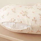 Konssy 2-Pack Muslin Nursing Pillow Covers, Soft & Adorable Nursing Covers for Breastfeeding Pillows, Slipcovers for Newborn Boys & Girls(Soft Blooms,Taupe)