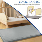 Play Mat for Babies Toddlers,1.3" Thick Elasti-Foam Anti-Fall Cushion Mat for kids Room,28×72 Bedroom Bedside Rugs,Water-Repellent Soft Coral Velvet,Non-Slip(Light Grey)