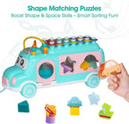 Baby Xylophone for Toddlers 1-3, Bus Shaped Toy Xylophone for Kids with Child Safe Mallet, Shape Sorting Educational Musical Toys and Instruments for Toddlers 1-3