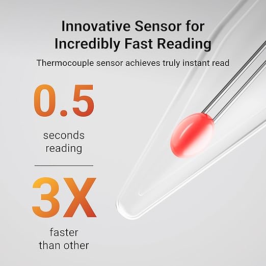 ThermoMaven Professional Meat Thermometer, Instant Read in 0.5 Sec, NIST Certified Accuracy ±0.5°F, IP67 Waterproof, Ambidextrous Backlight & Auto-Rotating Display, for BBQ/Grill/Cooking, Black&Red