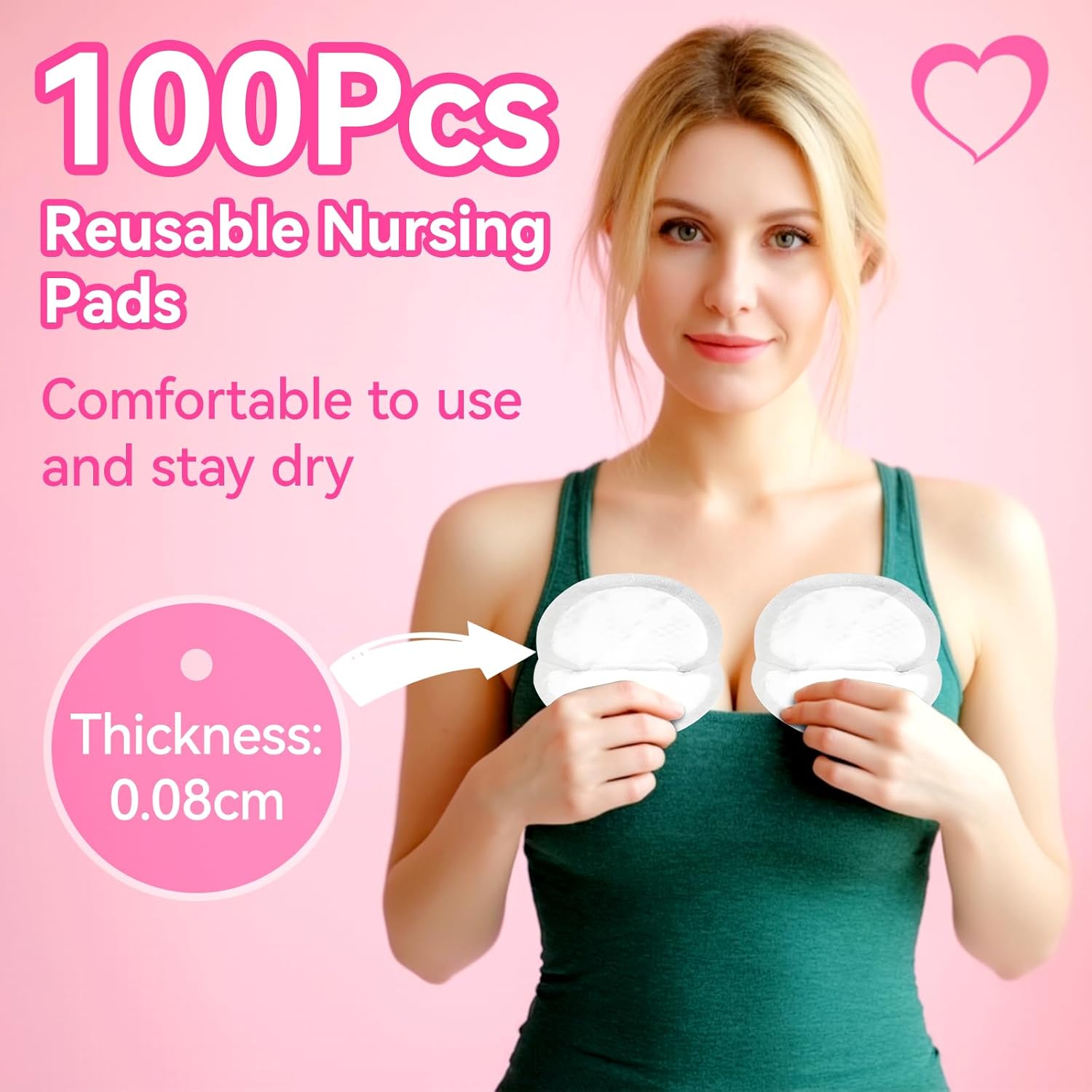 Nursing Pads Disposable, 100 Count Super Absorbent and Keep Dry Breast Pads for Leaking Milk Breastfeeding Moms Essentials