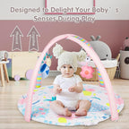 Activity Gym, Baby Play Gym Mat for Toddlers, 0-18 Months Tummy Time Play Mats, Infant Play Gym with Detachable Toys for Sensory Exploration and Motor Skill Development, PM2407