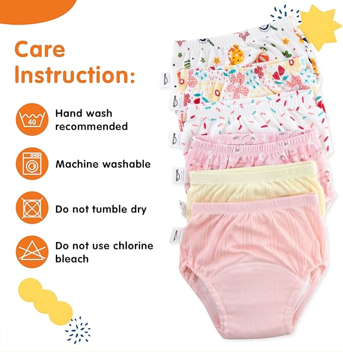 Baby Cotton Training Pants 6 Packs Toilet Training Underpants Absorbent Toddler Potty Training Underwear 2T-5T