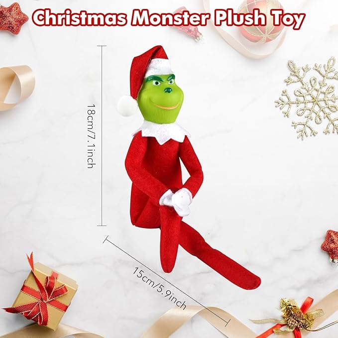 12.6'' Red Christmas Monster Plush Toy, Christmas Stuffed Figures Doll for Kids and Christmas Tree Home Decorations(Red)