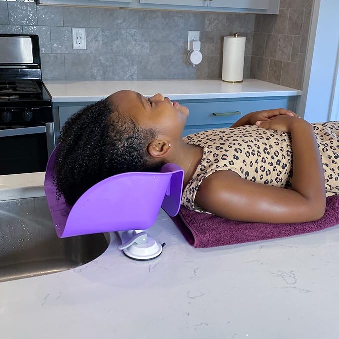 Shampoo Buddy Portable Hair Wash Basin for Children, Toddlers, Kids, Teens | Portable Shampoo Bowl for use on Bathtub or Sink (Purple)