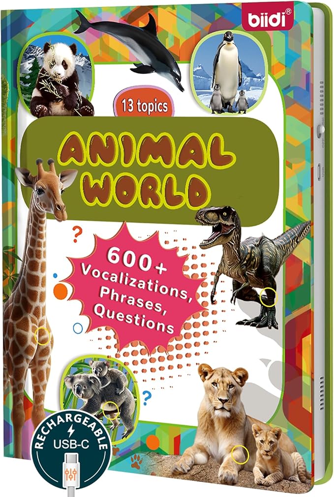 English Talking Book for todddler 3-5,Interactive Sound Book Kids 3 4 5 6 7 8 Year Old,Preschool Educational Learning Toy,Boys and Girls Birthday Gift,Autism Sensory,with 600+Sounds,171 Animal