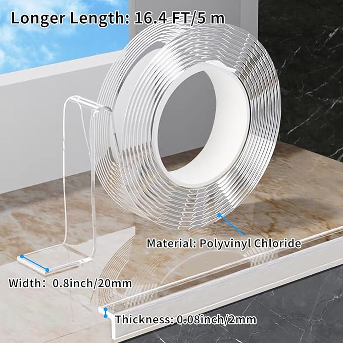 0.8 in x 16.4 FT,Edge Corner Protector Baby Proofing with 6 Corners,Soft Clear Furniture Table Corner Guard & Edge Safety Cabinet Door Bumper,Crib Bumpers,Window Sill Protector,Wall Protector