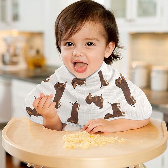 2 Pack Muslin Burp Cloths Dachshund Dogs Cute Cotton Baby Burp Cloths Absorbent Burping Cloth Soft Spit Up Rags for Newborn Must Haves 22x11 Inch